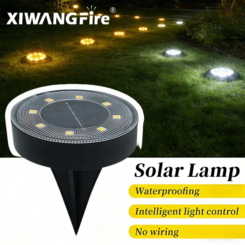LED Outdoor Solar Power Ground Light IP68 Waterproof Lighting Control Path Deck Lights Yard Driveway Lawn Garden Decoration Lamp