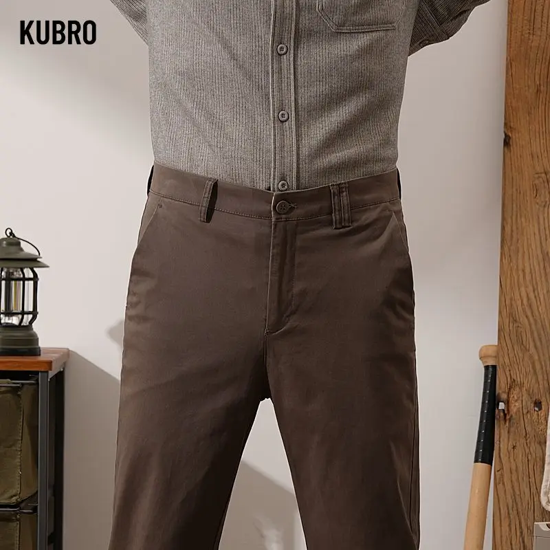 

Autumn Winter Straight Causal Trousers Men Y2K Business Work Solid Pant Vintage High Quality Fashion Pants Men's Cotton Trousers