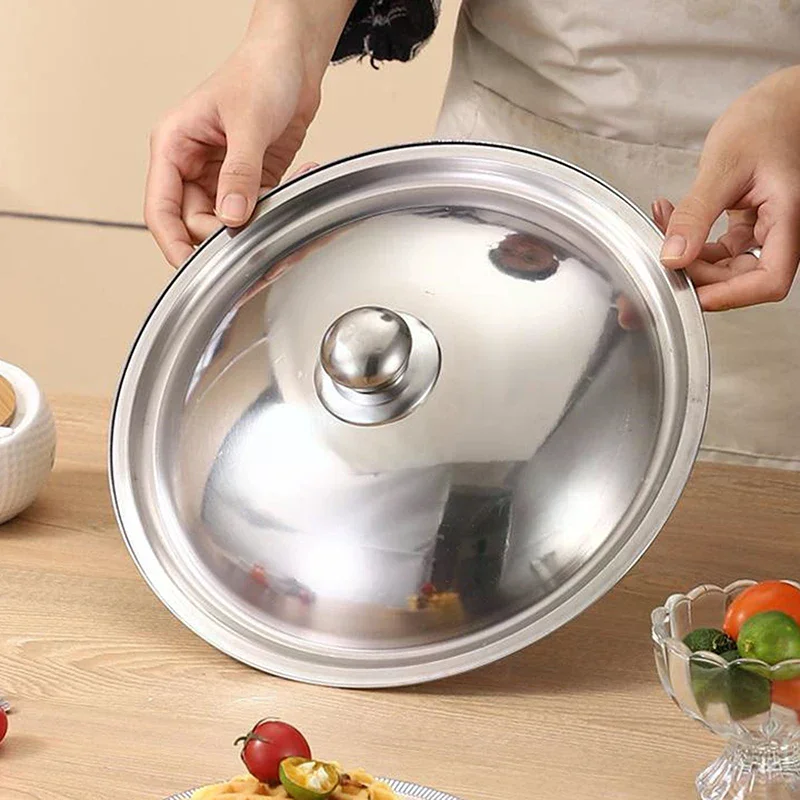 10-32Cm Stainless Steel Round Pot Lid Universal Replacement Frying Pan Cover Smooth Edge Dishwasher Safe For Skillet Wok Pot