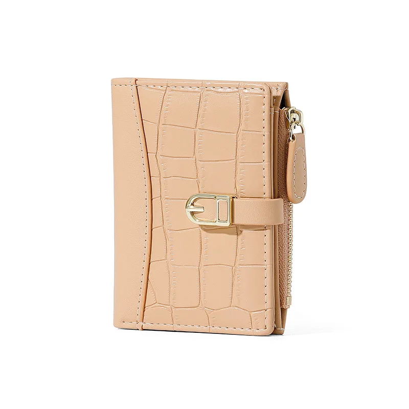 Bifold-Kurzbrieftasche im koreanischen Stil mit Steinmuster für Damen, süße silberne Clutch-Geldbörse mit mehreren Kartenfächern und Reißverschluss