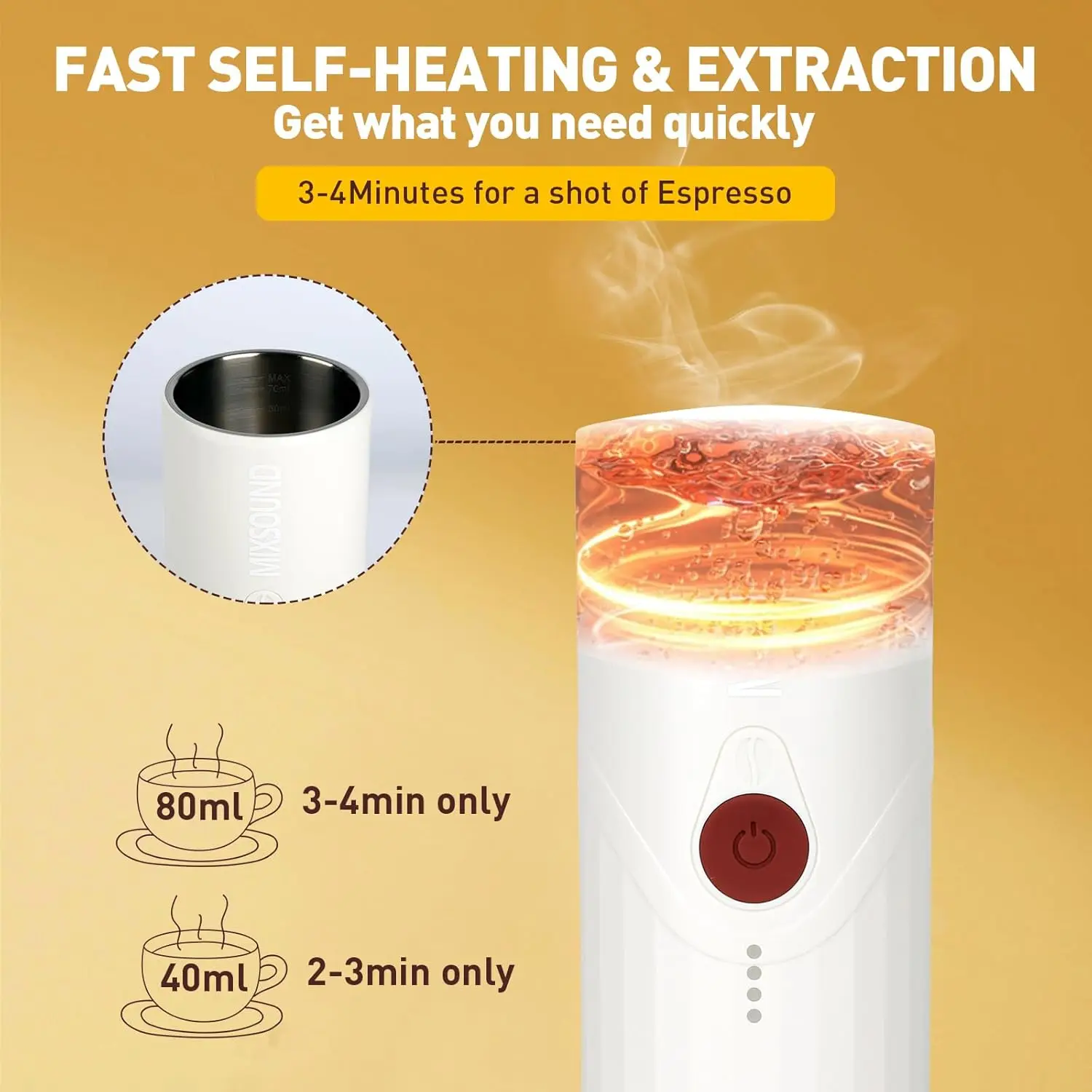 Портативная эспрессо-машина, электрическая дорожная кофеварка для кемпинга, автомобильная кофеварка с самонагревом и USB-C, совместимая с G