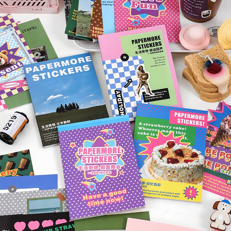 20 sheets Life Fantasy Series Scrapbooking Sticker Book Hand Account Background Decorative Sticker Label DIY Material Stationery