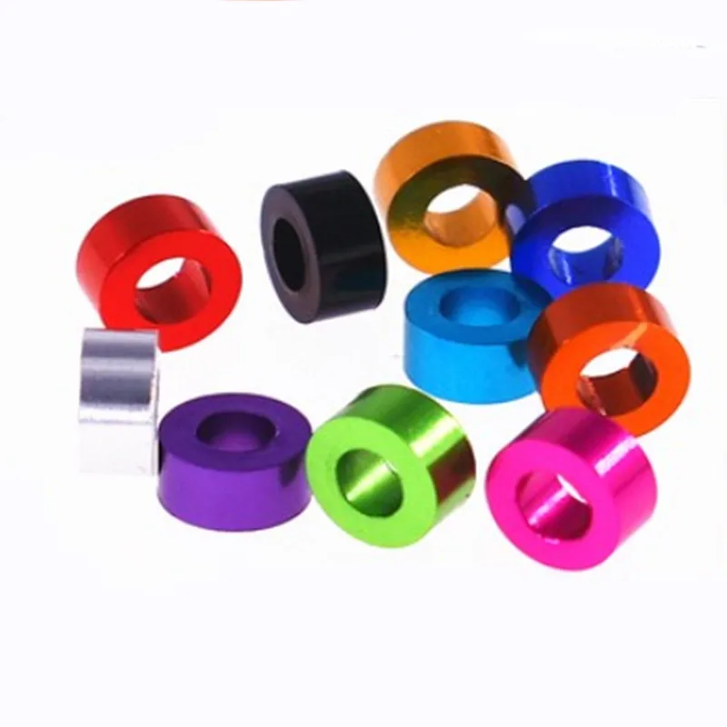 10 Stück M3 Dicke 0,5 mm bis 10 mm Bunte Aluminium-Unterlegscheiben-Buchsen-Dichtungs-Abstandshalter-Hülsen ohne Gewinde – Detail 3