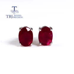 Fashion light Luxury natural filled ruby simple design earrings 925 sterling silver birthday gifts for women and girls