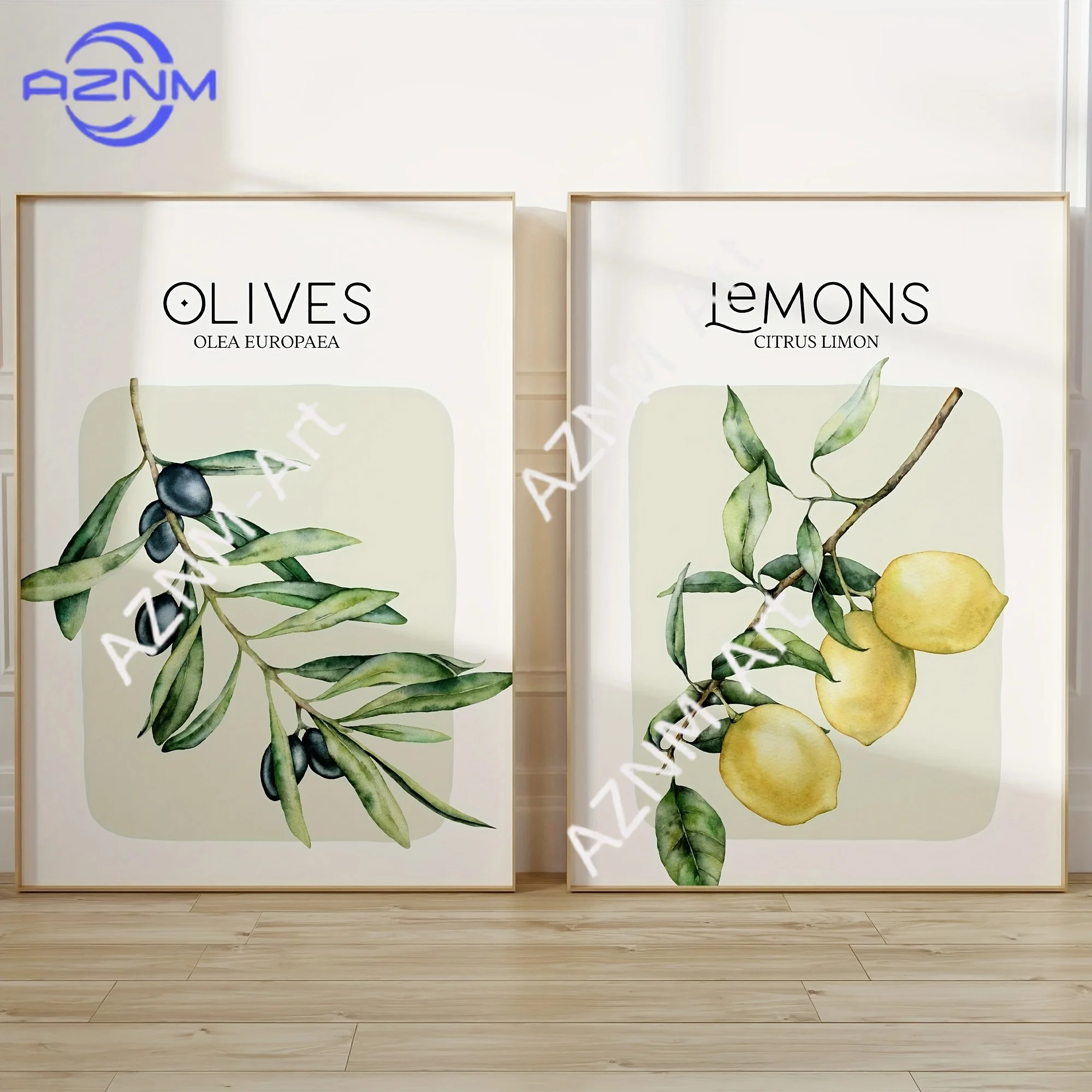 2 Pieces Frameless Canvas Poster, Mediterranean Style Poster Print, Wall Art Canvas Painting, Living Room Wall Decoration