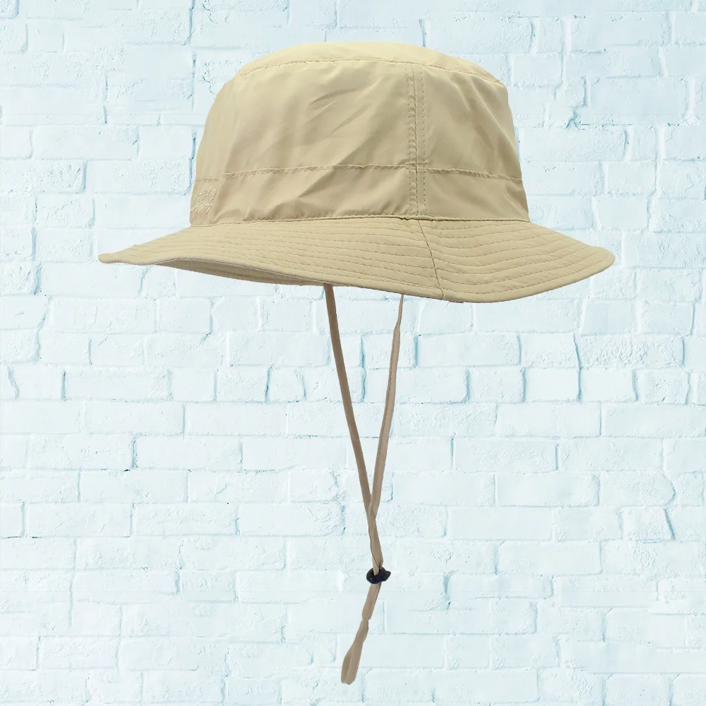 

Bucket Hats Wide Brim Sun Protection Adjustable Chin Strap Lightweight Outdoor Hiking Fishing Vacation Daily Wear Khaki Color