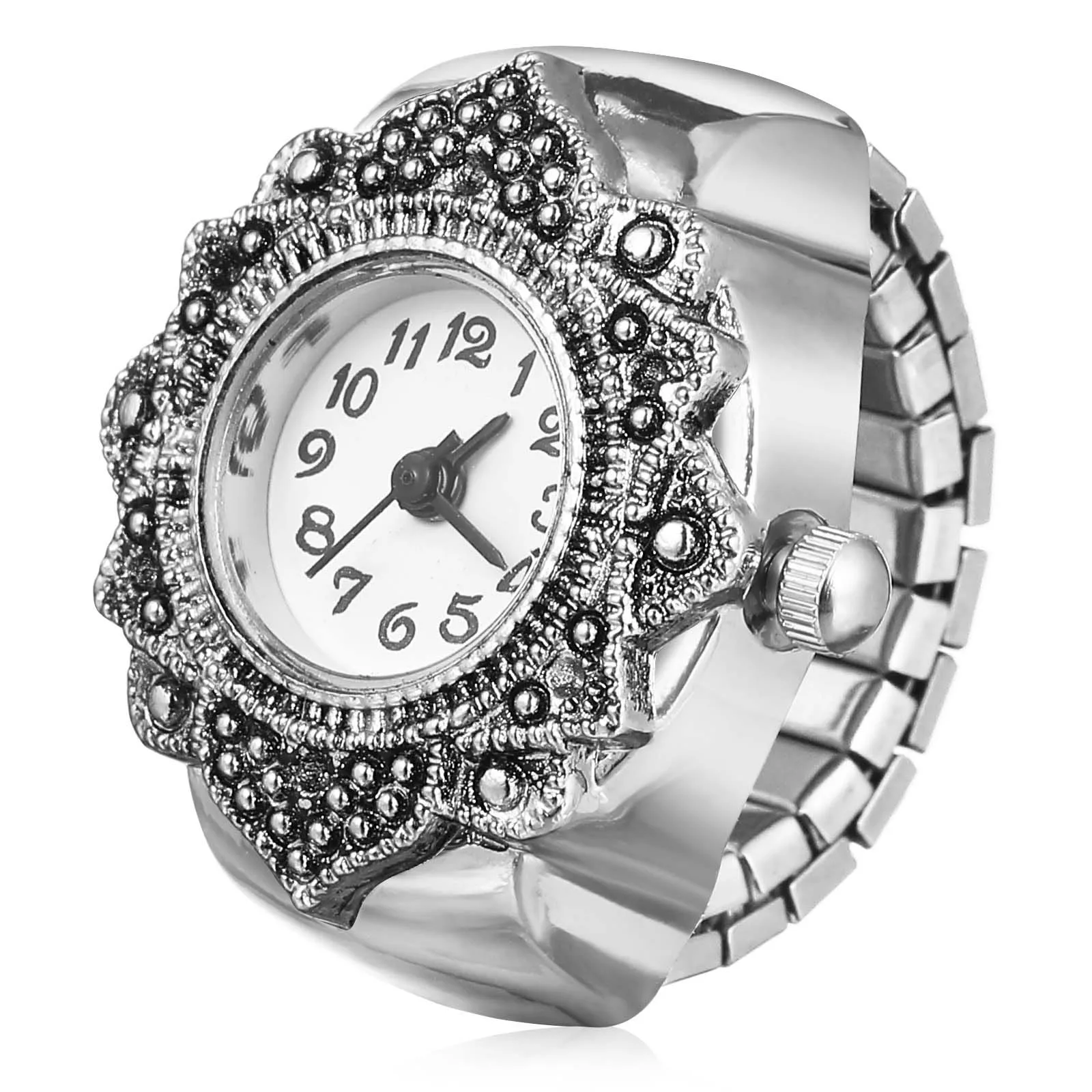 

1pc Ring For Men Women Casual Finger Elastic Strap Retro Quartz Finger Watch Ring Watch With Precise Time Keeping