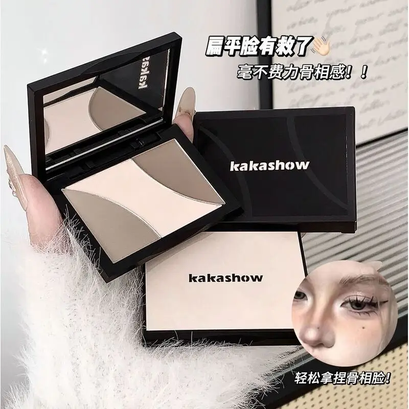 

Kakashow Light And Shadow Three-color Contouring Plate, High-gloss Contouring All-in-one Plate, Matte Brightening Facial Shadows