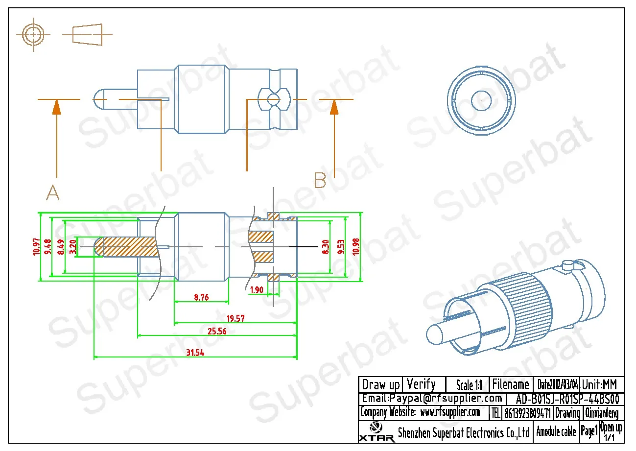 Superbat 5pcs BNC-RCA BNC femmina a RCA maschio connettore dritto adattatore coassiale RF