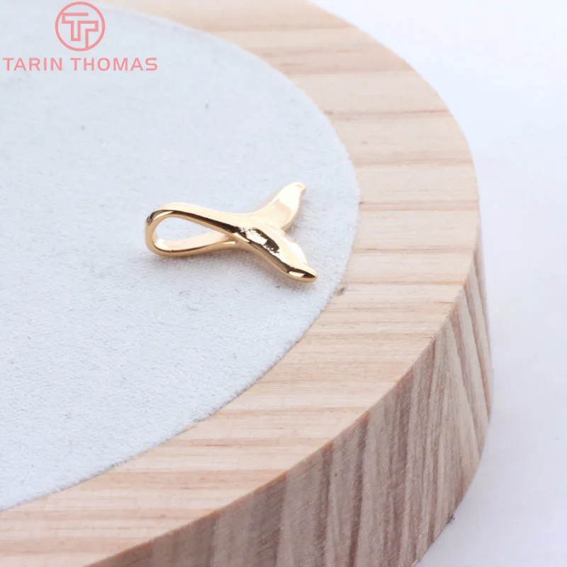 (268)10x11MM 14x15MM 24K Gold Color Plated Brass Whale Tail Charm Pendants for Jewelry Making Findings Accessories
