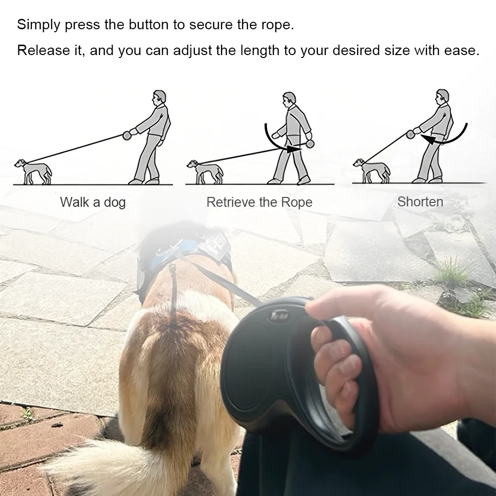 Nylon-Hundeleine, automatisch einziehbar, Welpenleine, Outdoor-Wanderleine, ausziehbares Haustier-Zugseil für kleine und mittelgroße Katzen und Hunde. – Detail 5
