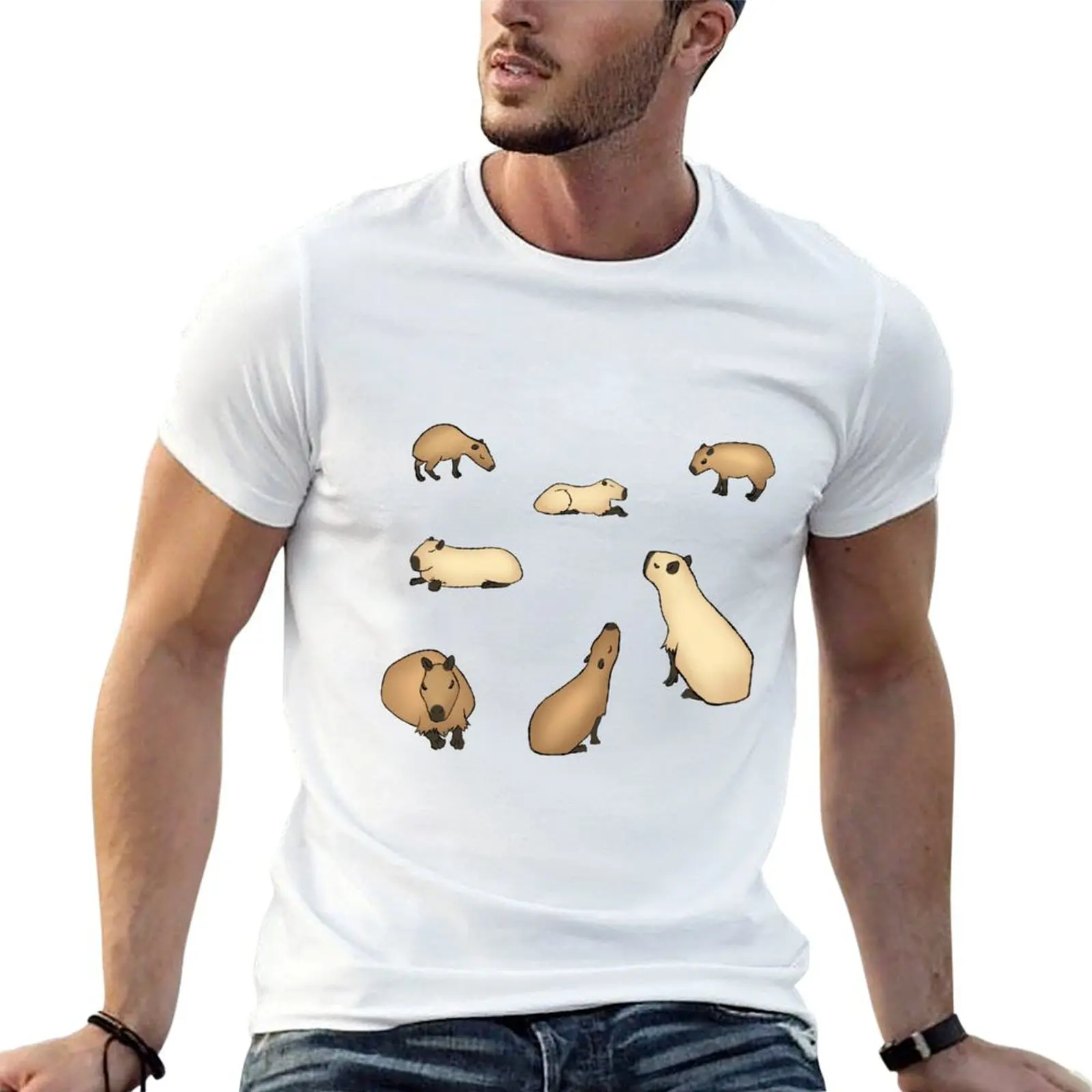 A Bunch of Capybaras T-Shirt Casual Basic Short Sleeve T-Shirt