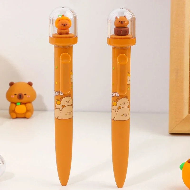 

New 2Pieces Landscape Capybara Black ink 0.5mm Gel pen Cartoon Mechanical Gel Ink Pens children's day gift