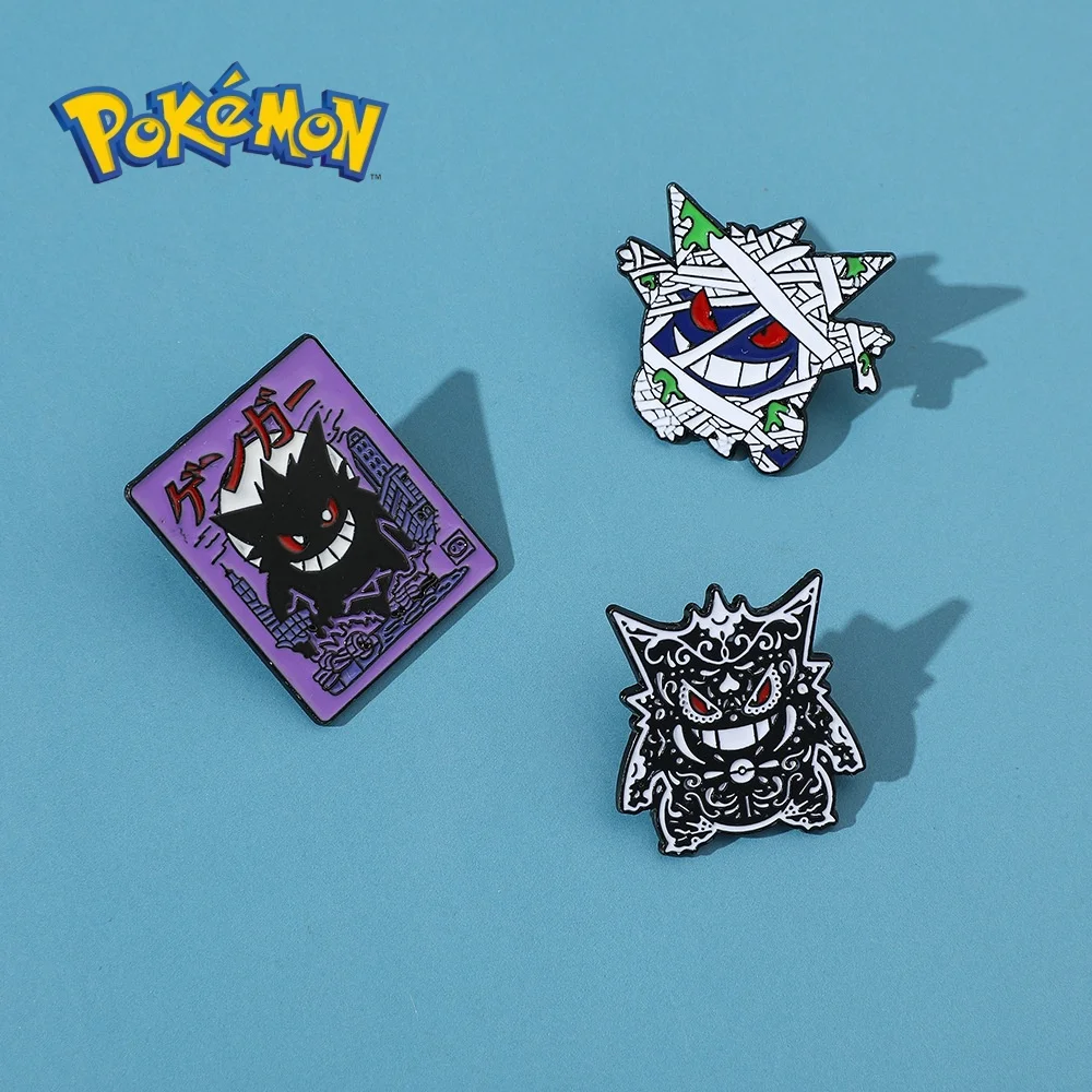 

Pokémon Cartoon Brooches Anime Figures Action Creative Halloween Gengar Pikachu Model Metal Badge Women Jewelry Enamel Lapel Pin