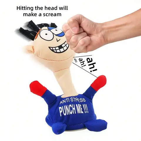 New Stress Relief Toys Punching Me Anti Stress Plush Electric Screaming Doll Beats Decompress Desktop Funny Toys