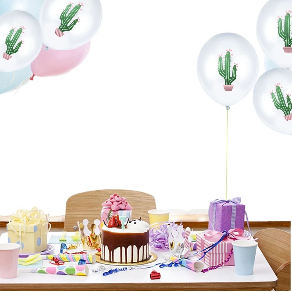 

10 Pcs Decorative Balloons Cactus Design Party Supplies Summer Photo Props Reusable Latex Safe