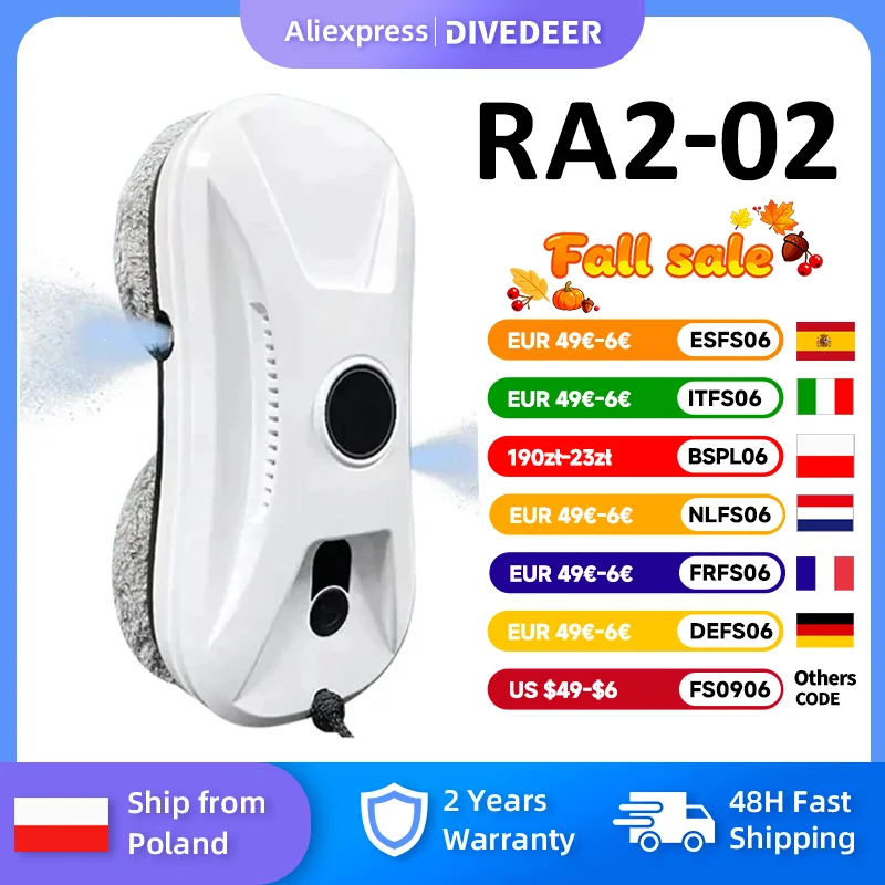 DIVEDEER nettoyeur de vitres Intelligent bidirectionnel Double pulvérisation nouveau nettoyeur de vitres automatique Double pulvérisation Mini-Type Machine