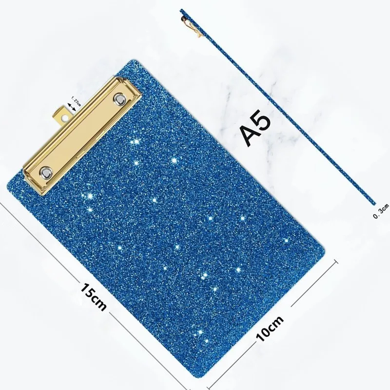 

Colored Glitter Powder A5 Acrylic Clipboard Student Writing Board Artist Paint Pad Copying Plate Office Folder Clip Mat Gift WP8