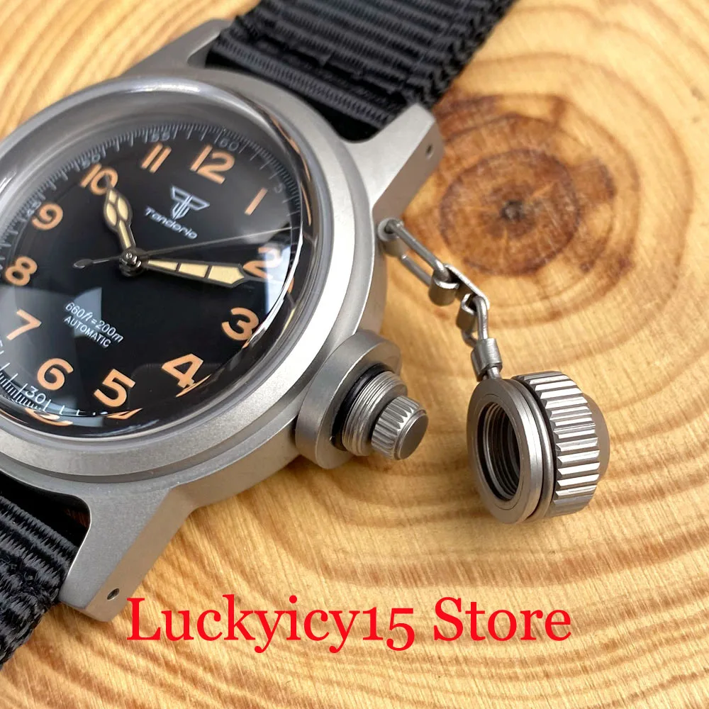 Vintage Military Tandorio 36MM Watch 20ATM Black Dial With Arabic Numerals Auto NH35A Movement Men Double Dome Sapphire Glass