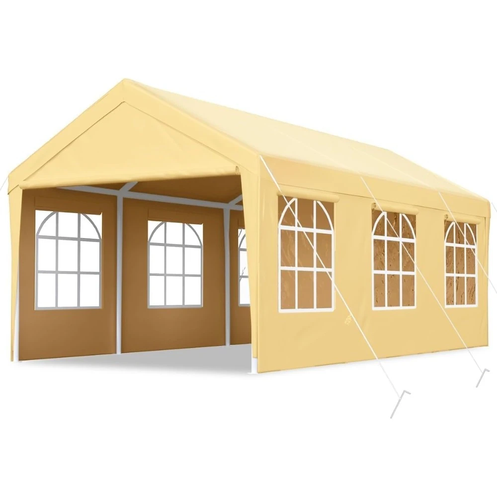 

10x20 ft Heavy Duty Carport Car Canopy Garage Outdoor Boat Shelter Party Tent with Sidewalls and Rollable Windows