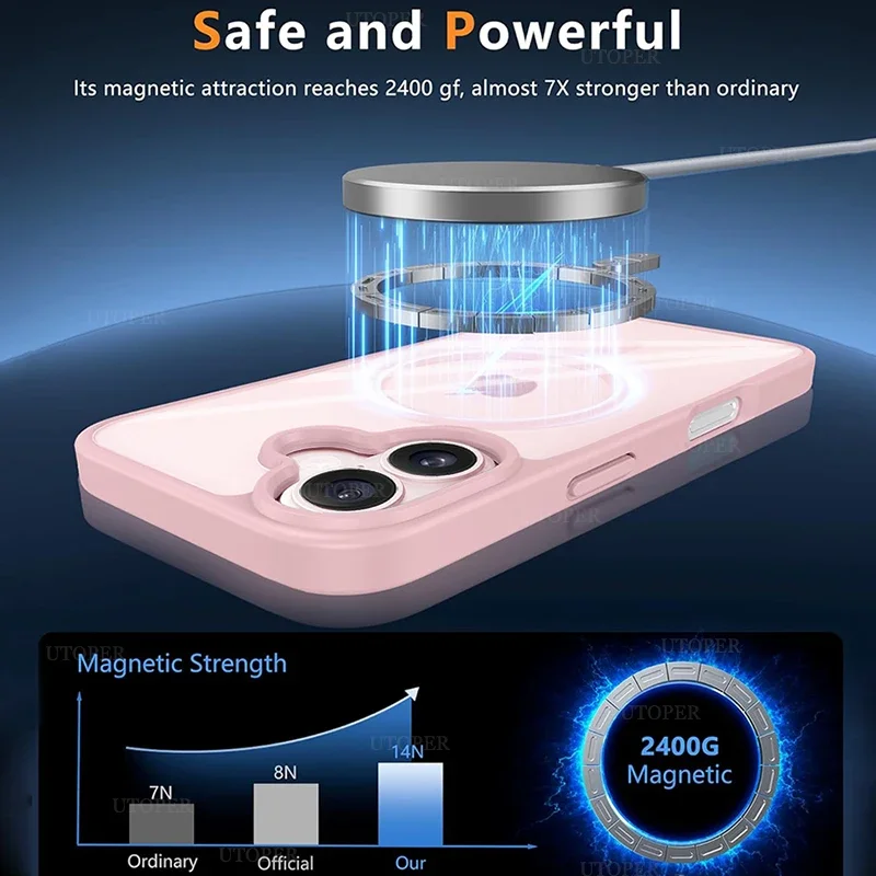 Luxury Magsafe Acrylic Ultra-Clear Hard Phone Case For IPhone 16 15 14 13 12 11 Pro Max Plus Magnetic Wireless Charging Cover