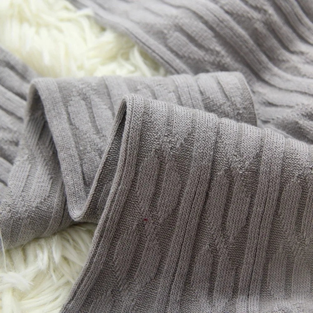 Japanese Knee High Socks Solid Color Thickened Thigh Socks Fried Dough Twists Pattern Warm Long Tube Socks
