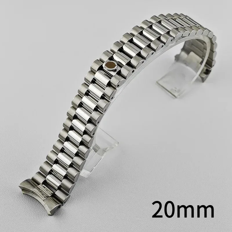20mm 316L Stainless Steel Solid Curved End Screw Links Replacement Wrist Watch Band Bracelet Strap For Rolex President