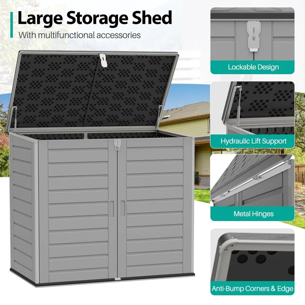 

49.5 Cu Ft Outdoor Storage Cabinet, Horizontal Outdoor Storage Shed, Lockable Large Garden Shed, Weather Resistant, Customized