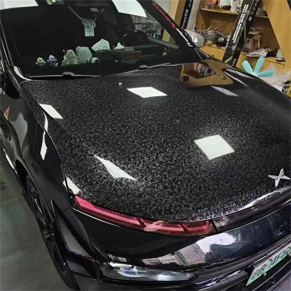 Glänzend schwarz geschmiedete Carbon Vinyl Wrap Auto Motorrad selbstklebende Aufkleber geschmiedete Carbon Karbon Karosserie Film Tuning Wrapping Folie – Detail 5