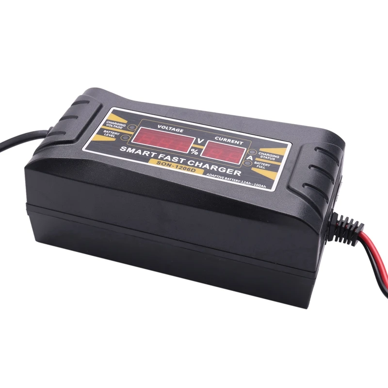 4X Son-1210D+ LCD Smart Fast Lead-Acid Battery Charger 12V 10A For Car Motorcycle EU Plug