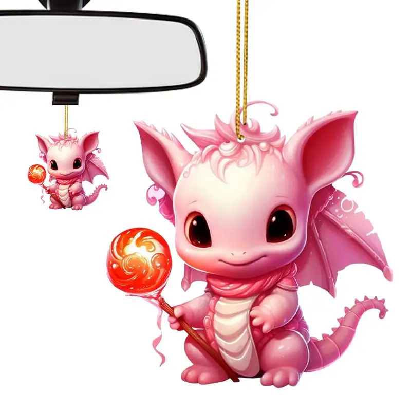 Animal Charm For Bag Cute 2D Acrylic Swinging Dinosaur Car Rear View Mirror Charm Car Ornaments For Rear View Mirror For Truck