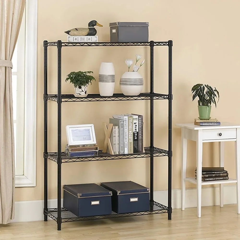 

4 Tier Wire Shelving Unit, Garage NSF Wire Shelving, Metal Storage Racks, Heavy Duty Height Adjustable