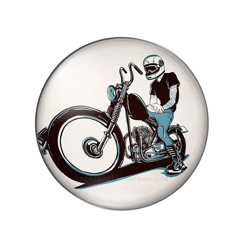 Fashion Punk Style Motorcycle photo flatback round glass cabochons 25mm 20mm 18mm 14mm 12mm 10mm diy jewerly findings