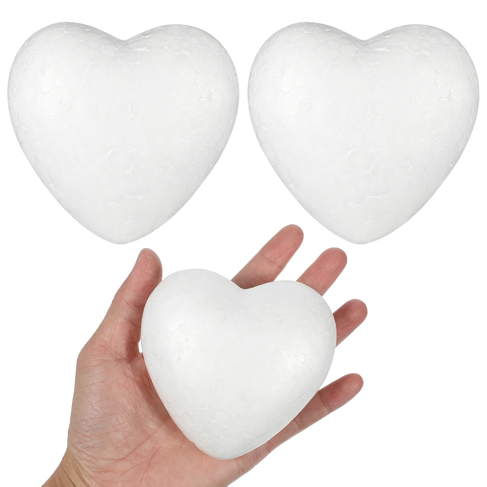 

3Pcs Heart Shaped Foam Balls 10Cm White DIY Craft Supplies for Valentine's Day Wedding Decor Crafts Floral Arrangements School