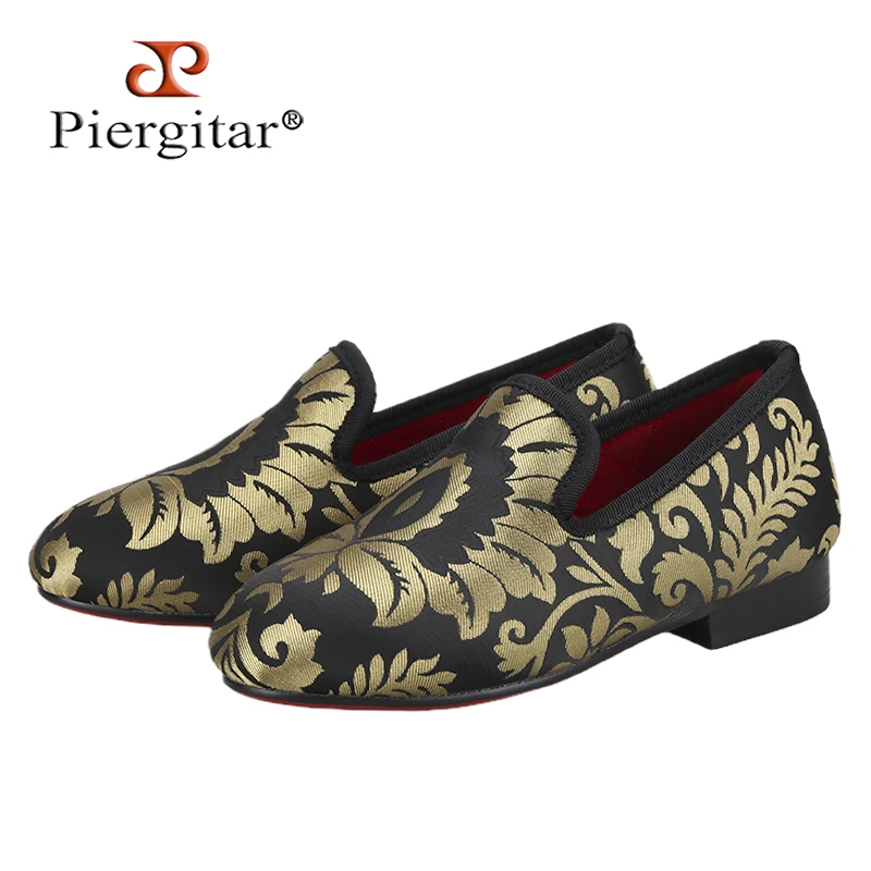 

Piergitar/золотой стиль суда, тканевая обувь для родителей, дизайнерские детские лоферы, детские тапочки ручной работы для вечеринки и дня рождения, красная подошва