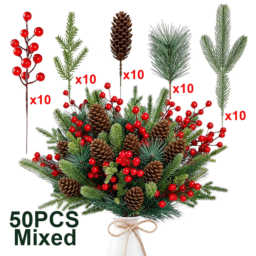 Christmas Wreath Fake - 50 шт. искусственных сосновых веток с