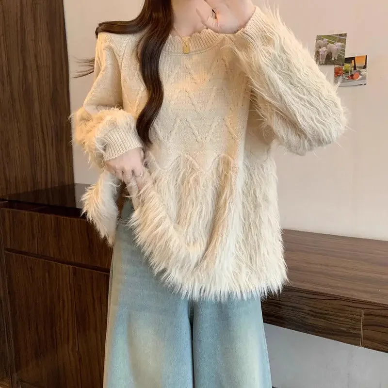 Premium Soft Sticky Round Neck Tassel Sweater Women's Niche Design Sense Autumn Winter Outerwear Design Sense Short Knitted Top