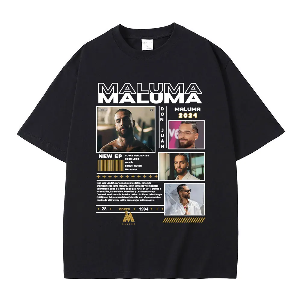 

Rapper Maluma Don Juan Tour T Shirts Men Casual Cotton Oversized Tshirt Male Fashion Vintage T-shirts Hip Hop Rap Gift for Fans