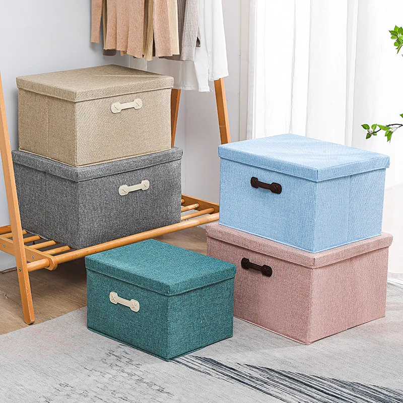 Home Folding Storage Box Children's Toy Storage Household Wardrobe Bedroom Drawer Cloth Cover Underwear Storage Box with Cover