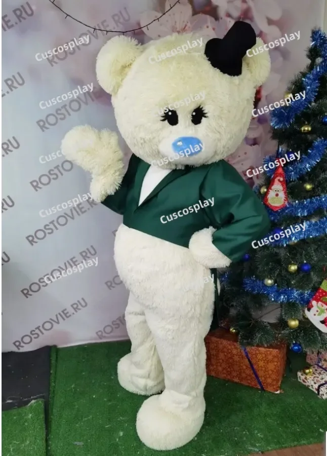

Green Tuxedo Mascot Costume Baby White Bear Teddy Bear Halloween Mascot Costume Animal Mascot Costume