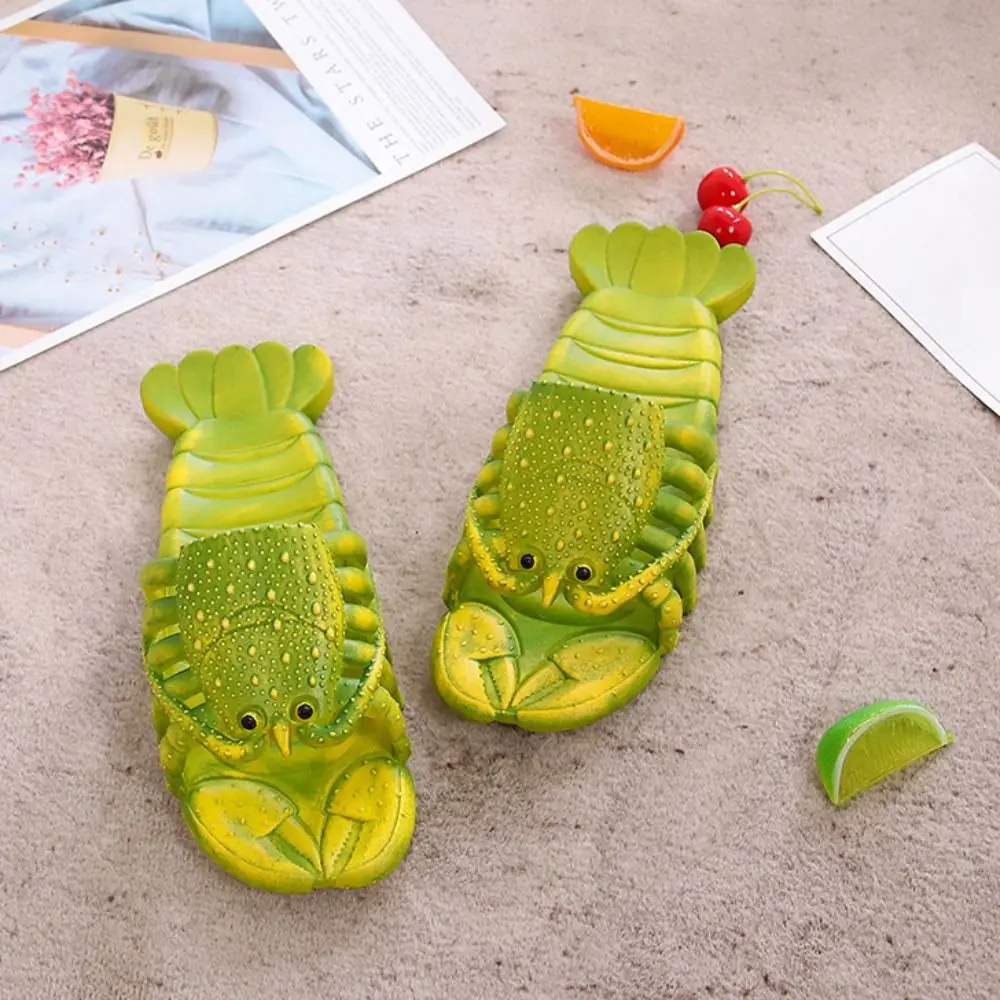 

Comfortable Non-Slip Lobster Slippers PVC Soft Sole Cartoon Shrimp Slippers Funny Beach Wear Shoes Slippers Women Men Bath