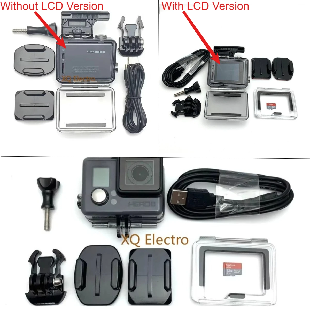 Easy to carry around for Gopro Hero+ Edition Sports Camera + Bottom Base +Battery +MicroSD Charging Data Cable Accessories