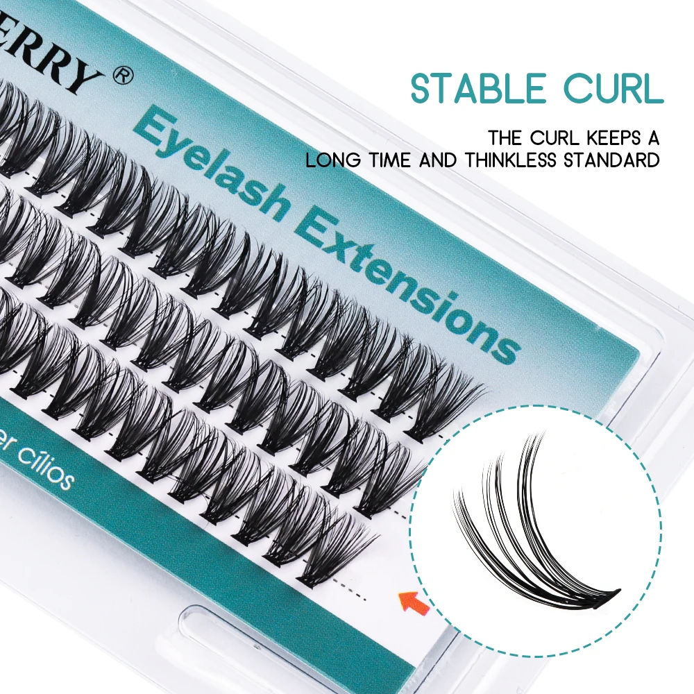 Gemerry Individual Cluster Lashes 30D DIY Eyelash Extensions 60pcs Lash Clusters Premade Volume Lashes Professional Makeup Tools