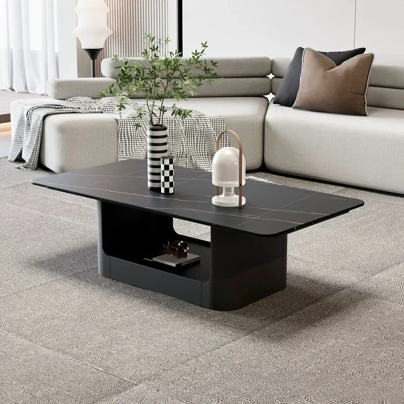 Rectangular rock slab coffee table living room household dining table dual-purpose minimalist coffee table