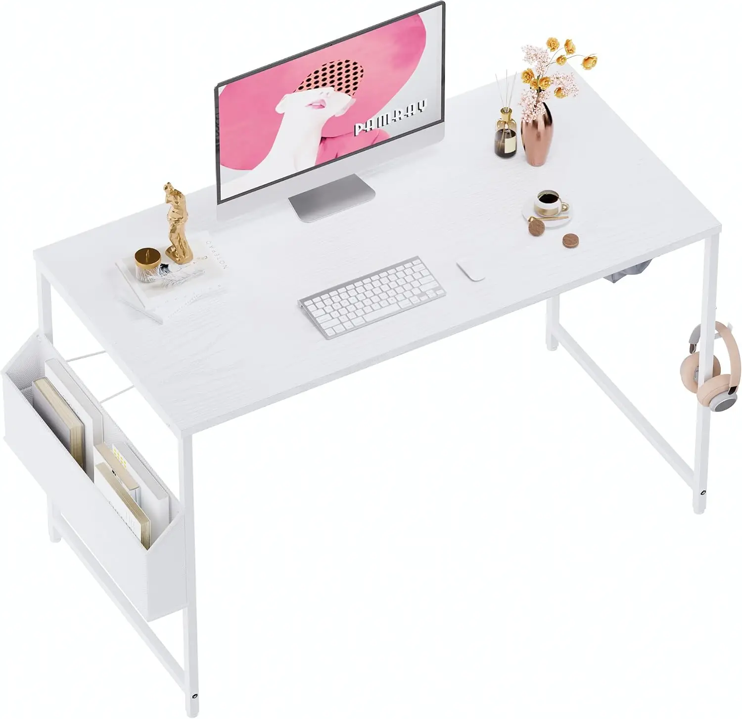 47-Inch Compact Computer Desk with Storage Bag and Headphone Hook for Home Office, Study, or Gaming