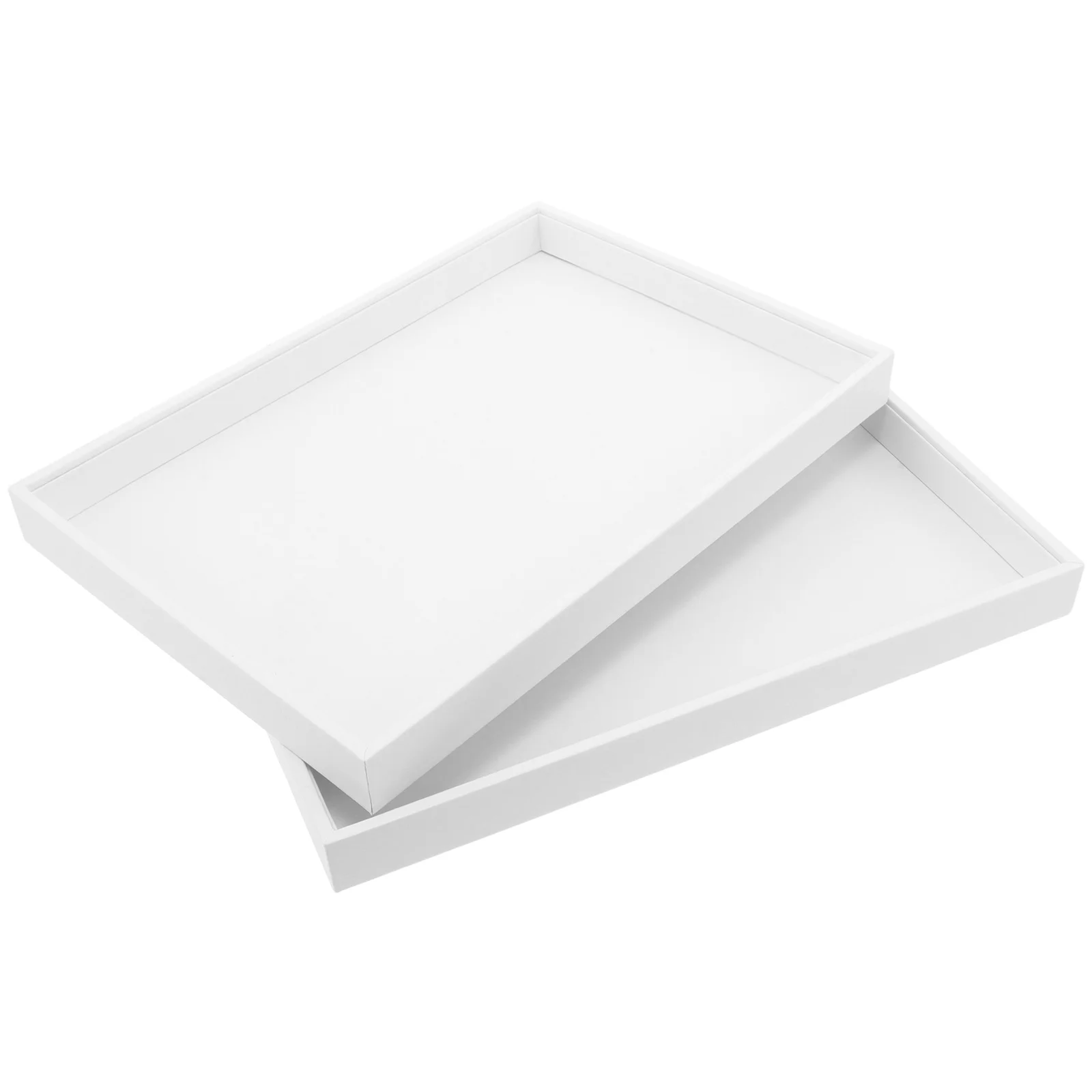 

2pcs Jewelry Tray: Large Stackable Storage Tray For Necklaces Rings Earrings Vanity Tray For Bedroom Dresser Jewelry Display