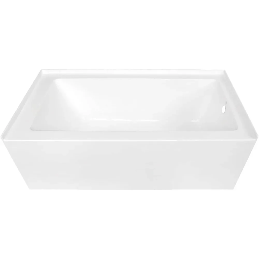 60-Inch Contemporary Acrylic Bathtub with Right Hand Drain and Overflow Holes Acrylic Construction Effortless Installation