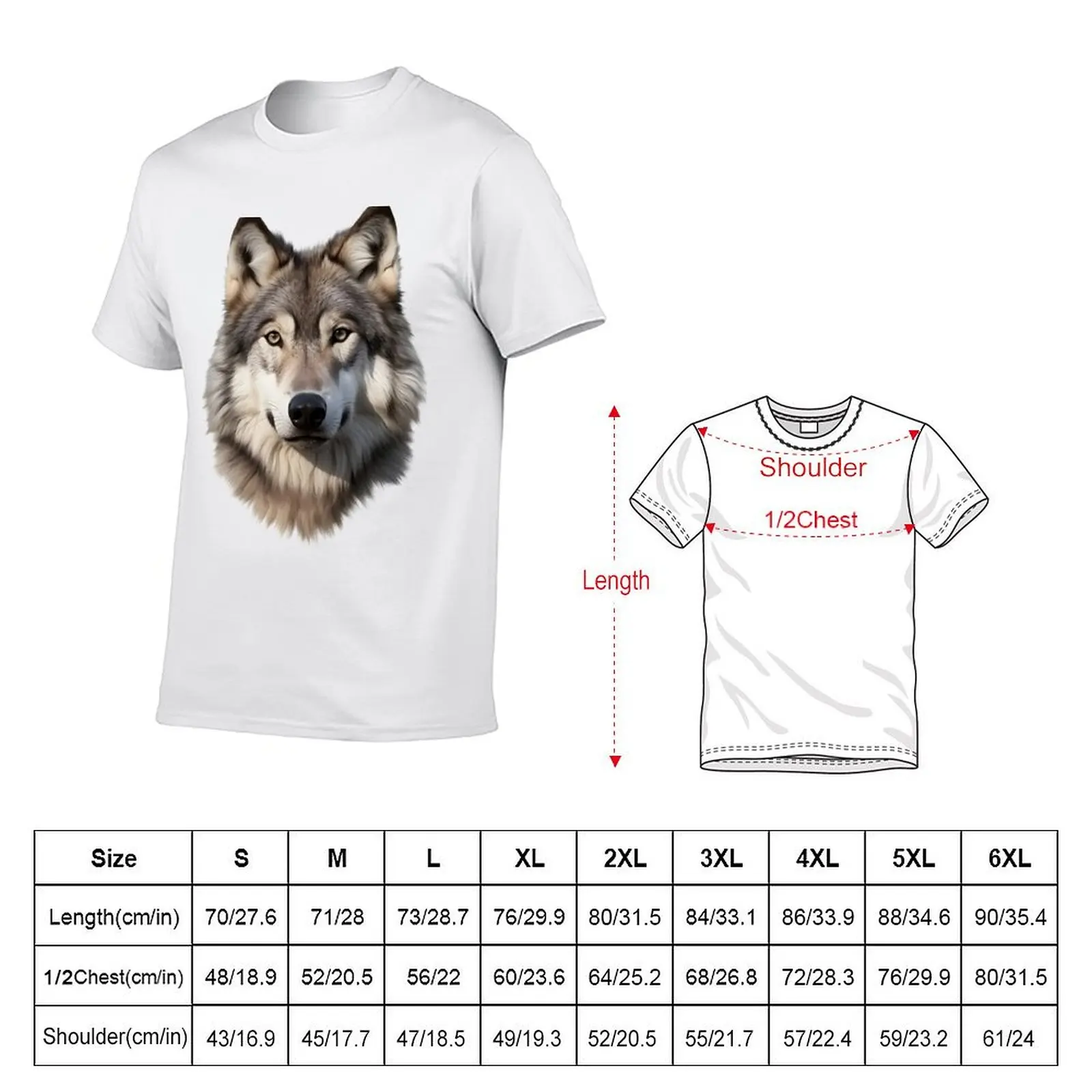 Wolf Head (grey/white) T-Shirt man graphic t shirt t shirts for man graphic tees T-Shirt