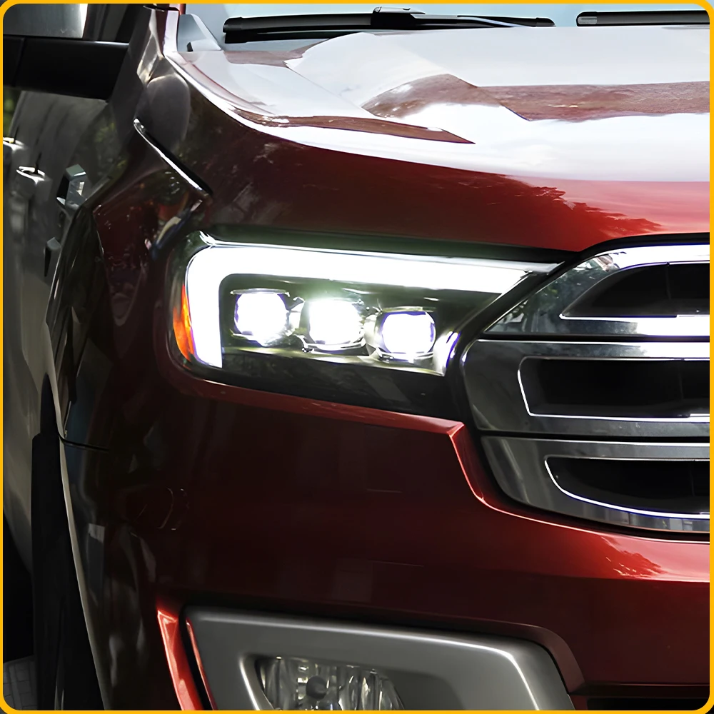 For Ford Ranger T6 2016‑2020 Upgrade Evil Eyes Style LED Headlight Assembly Projector Lens Sequential Turn Signal Plug and Play