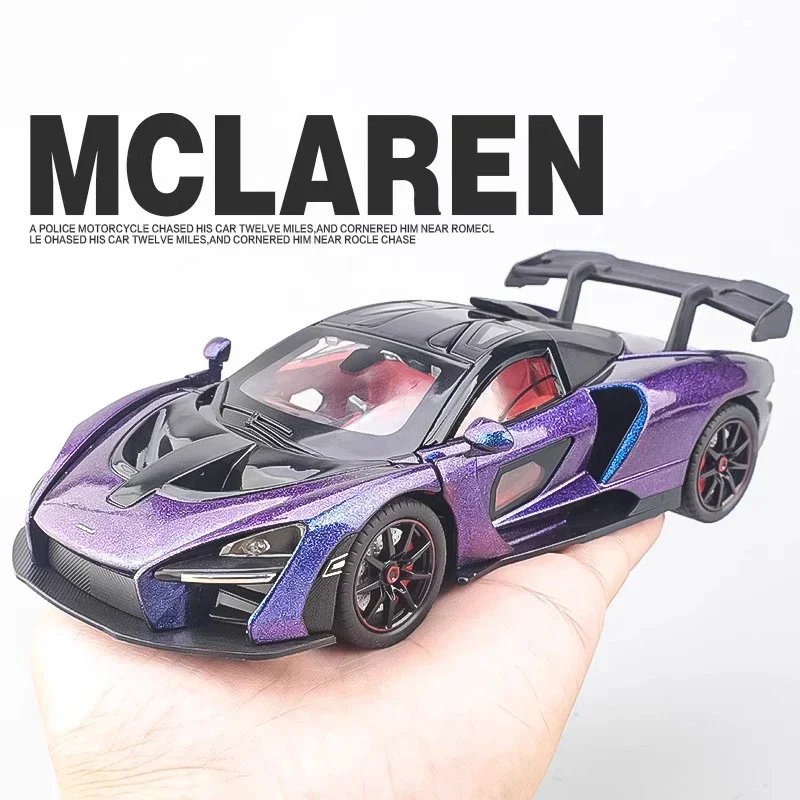 1/24 Senna sports car alloy die-casting model car sound and light Christmas birthday gift for classmates and friends